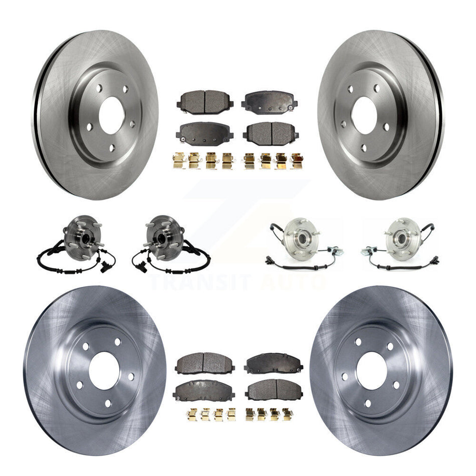 Front Rear Hub Bearings Assembly Disc Brake Rotors And Semi-Metallic Pads Kit (10Pc) For 2012 Volkswagen Routan With Dual Piston Caliper KBB-116771