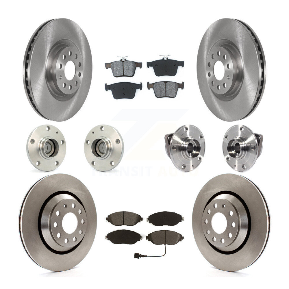 Front Rear Hub Bearings Disc Brake Rotors And Pads Kit (10Pc) For Volkswagen Arteon FWD KBB-116774