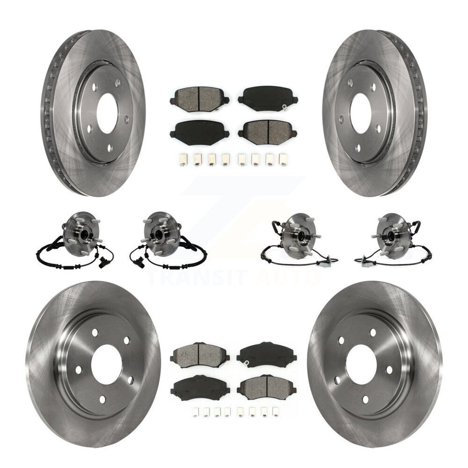 Front Rear Hub Bearings Assembly Disc Brake Rotors And Semi-Metallic Pads Kit (10Pc) For Dodge Grand Caravan Chrysler Town & Country Ram C/V Volkswagen Routan KBB-116775