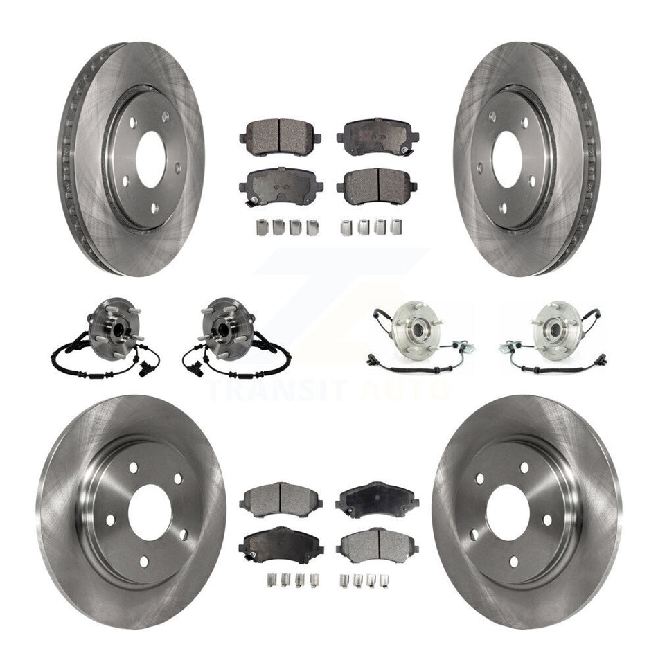Front Rear Hub Bearings Assembly Disc Brake Rotors And Ceramic Pads Kit (10Pc) For 2012 Volkswagen Routan With Single Piston Caliper KBB-116781