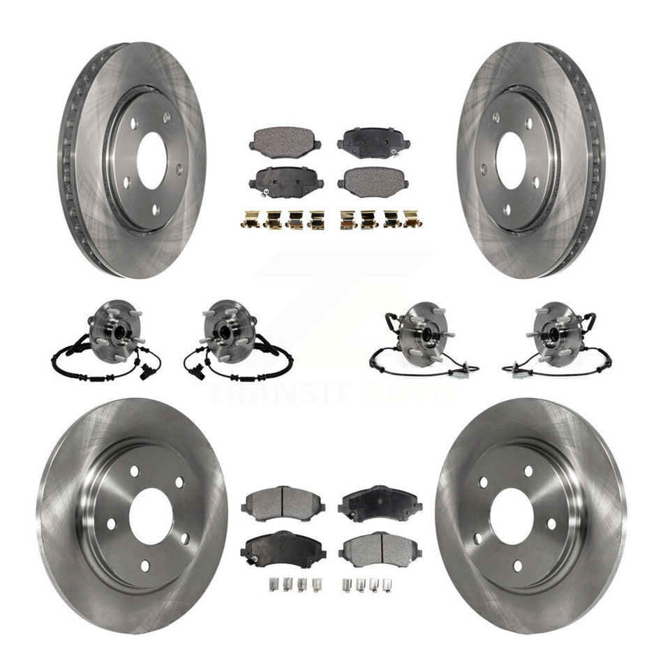 Front Rear Hub Bearings Assembly Disc Brake Rotors And Ceramic Pads Kit (10Pc) For Dodge Grand Caravan Chrysler Town & Country Ram C/V Volkswagen Routan KBB-116784