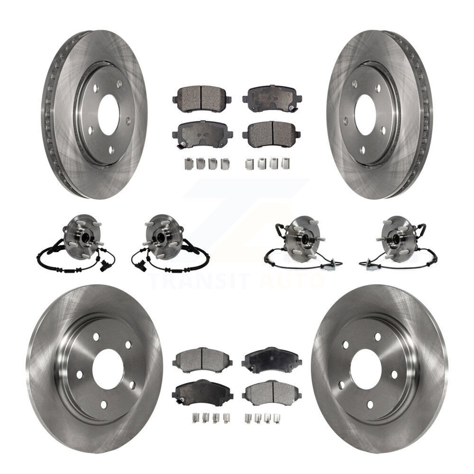Front Rear Hub Bearings Disc Brake Rotors And Pads Kit (10Pc) For 2012-2012 Dodge Grand Caravan Chrysler Town & Country Ram C/V With Single Piston Caliper To 03/23/12 KBB-116785