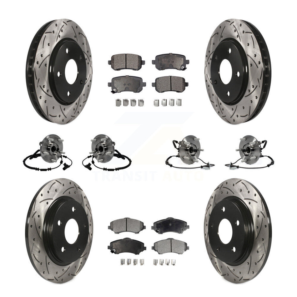 Front Rear Hub Bearing Coated Disc Brake Rotor & Pad Kit (10Pc) For 2012-2012 Dodge Grand Caravan Chrysler Town Country Ram C/V With Single Piston Caliper To 03/23/12 KBB-116787