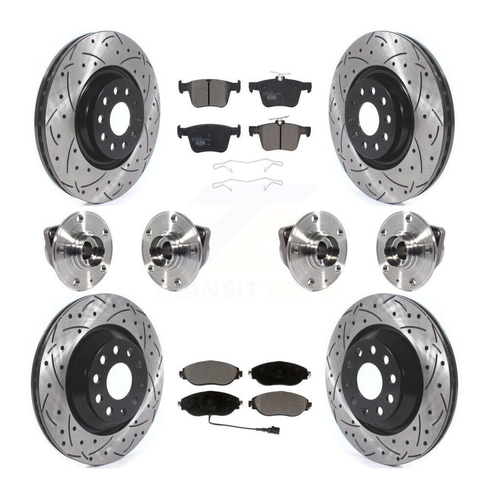 Front Rear Hub Bearings Assembly Coated Disc Brake Rotors And Ceramic Pads Kit (10Pc) For Audi Q3 Volkswagen Arteon KBB-116802