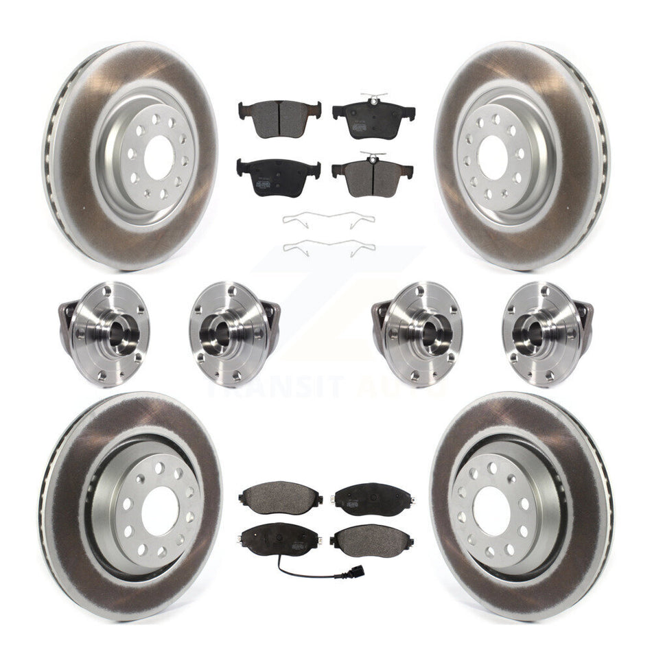 Front Rear Hub Bearings Assembly Coated Disc Brake Rotors And Semi-Metallic Pads Kit (10Pc) For Audi Q3 Volkswagen Arteon KBB-116810