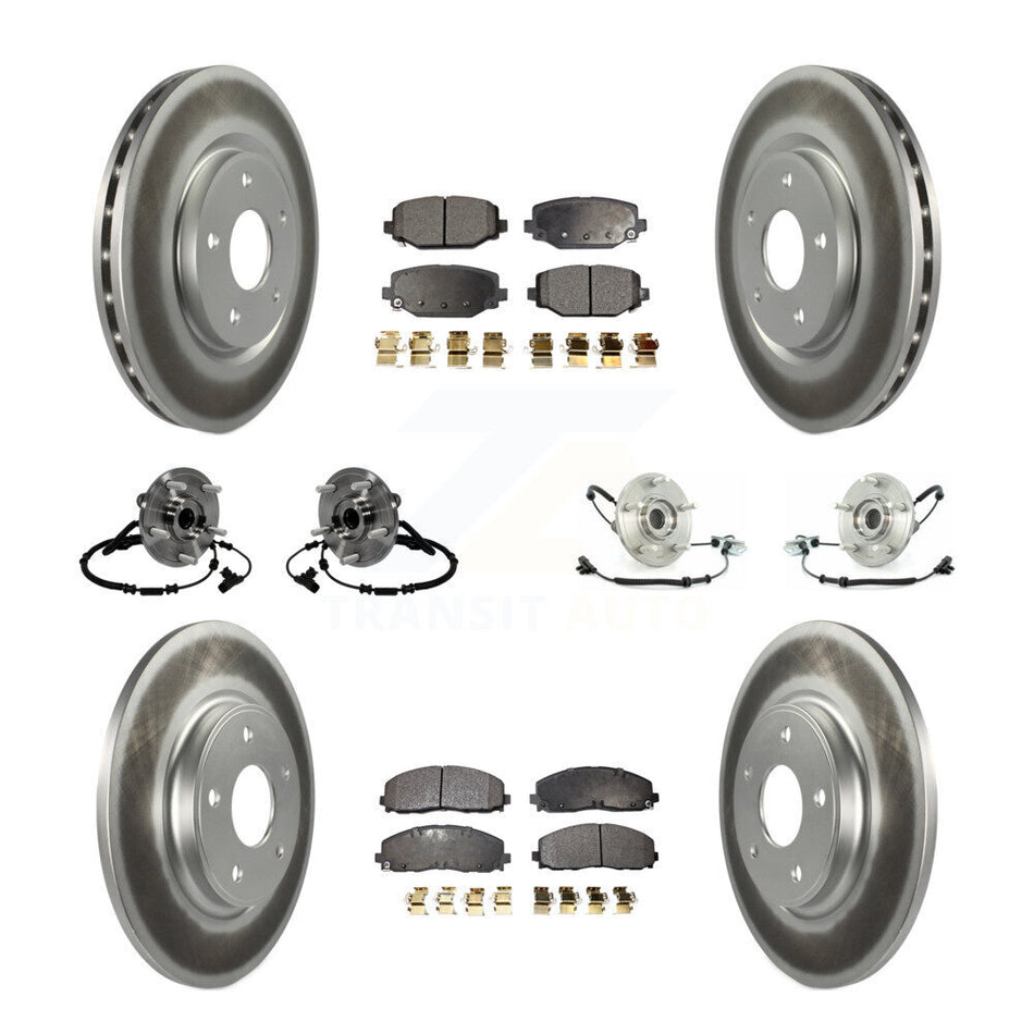 Front Rear Hub Bearings Assembly Coated Disc Brake Rotors And Semi-Metallic Pads Kit (10Pc) For 2012 Volkswagen Routan With Dual Piston Caliper KBB-116813