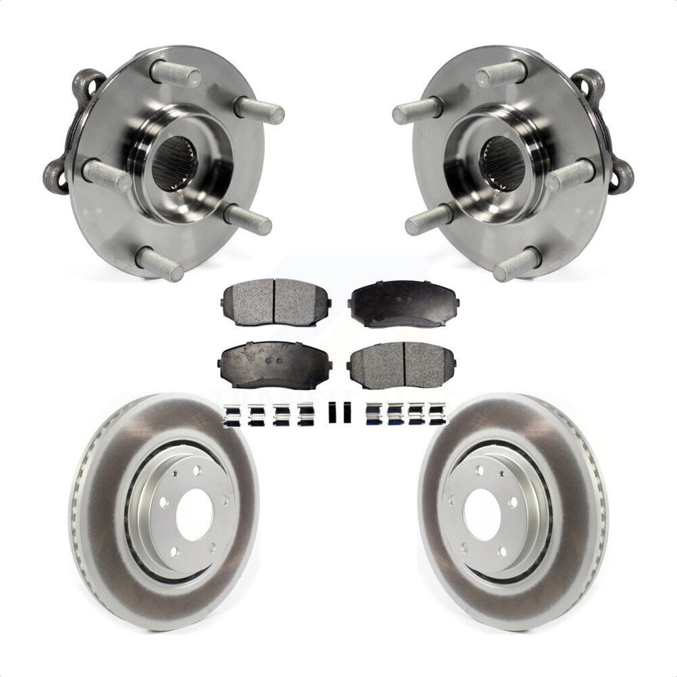 Front Hub Bearing Assembly With Coated Disc Brake Rotors And Semi-Metallic Pads Kit For 2019-2022 Mazda CX-5 Turbocharged KBB-116817