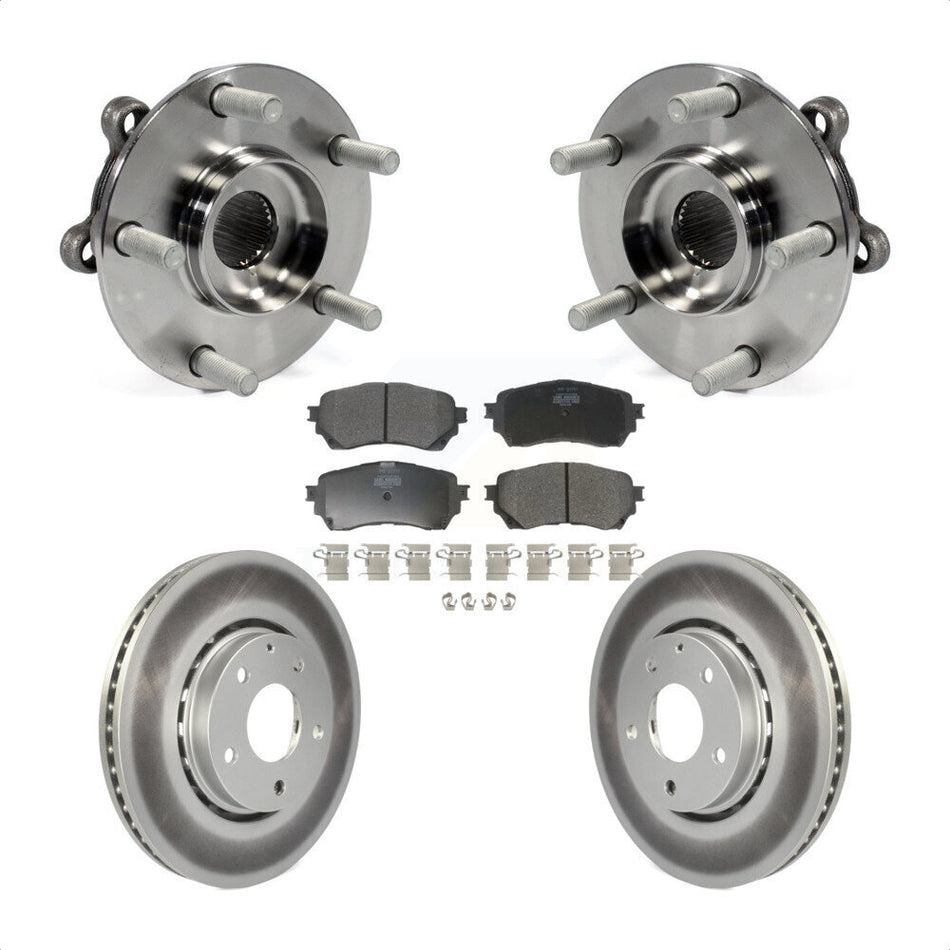 Front Hub Bearing Assembly With Coated Disc Brake Rotors And Semi-Metallic Pads Kit For 2019 Mazda 6 Naturally Aspirated KBB-116818