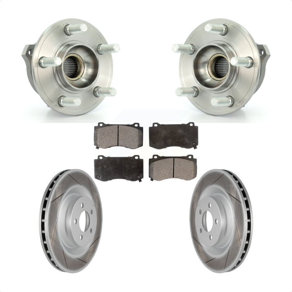 Front Hub Bearing Assembly With Coated Disc Brake Rotors And Semi-Metallic Pads Kit For Dodge Challenger Charger Brembo Brakes GT with AWD KBB-116820