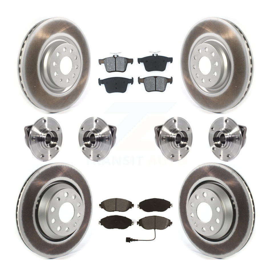 Front Rear Hub Bearings Assembly Coated Disc Brake Rotors And Semi-Metallic Pads Kit (10Pc) For Audi Q3 Volkswagen Arteon KBB-116823