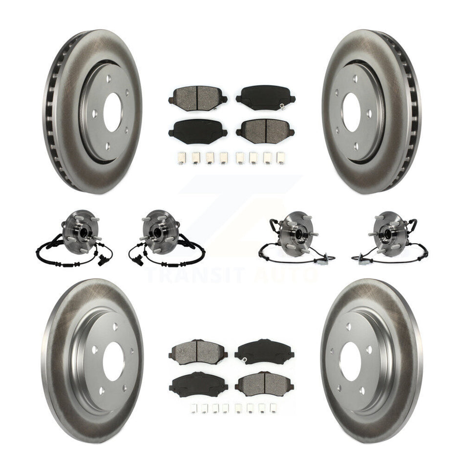 Front Rear Hub Bearings Assembly Coated Disc Brake Rotors And Semi-Metallic Pads Kit (10Pc) For Dodge Grand Caravan Chrysler Town & Country Ram C/V Volkswagen Routan KBB-116825