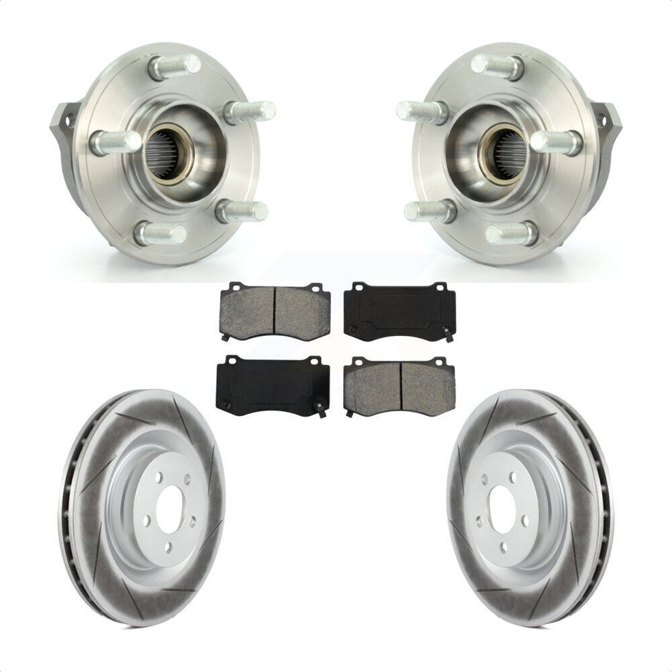 Front Hub Bearing Assembly With Coated Disc Brake Rotors And Semi-Metallic Pads Kit For Dodge Challenger Charger Brembo Brakes GT with AWD KBB-116830