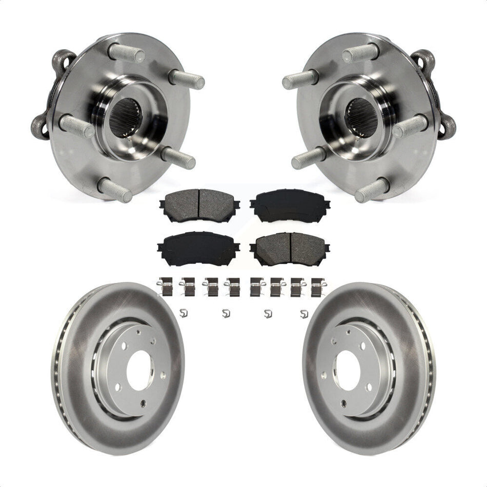 Front Hub Bearing Assembly With Coated Disc Brake Rotors And Semi-Metallic Pads Kit For 2019 Mazda 6 Naturally Aspirated KBB-116831