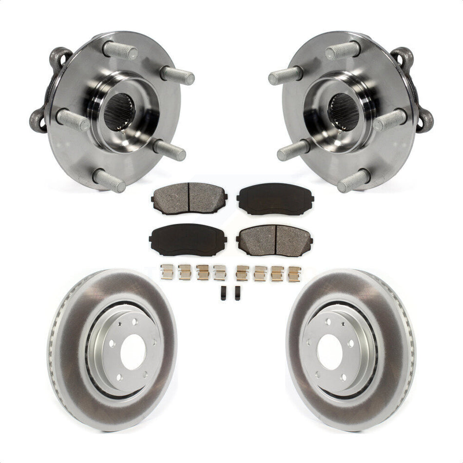 Front Hub Bearing Assembly With Coated Disc Brake Rotors And Semi-Metallic Pads Kit For 2019-2022 Mazda CX-5 Turbocharged KBB-116833