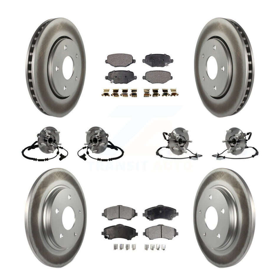Front Rear Hub Bearings Assembly Coated Disc Brake Rotors And Ceramic Pads Kit (10Pc) For Dodge Grand Caravan Chrysler Town & Country Ram C/V Volkswagen Routan KBB-116837