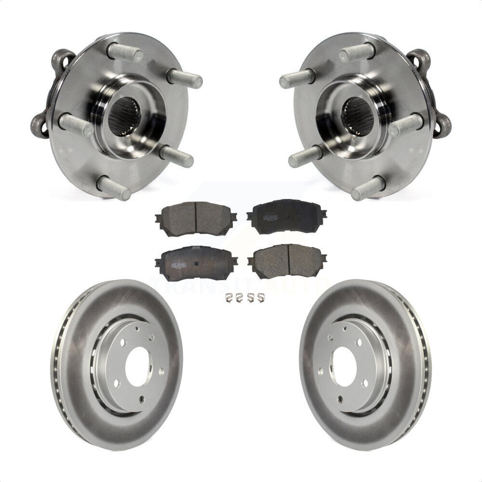 Front Hub Bearing Assembly With Coated Disc Brake Rotors And Ceramic Pads Kit For 2019 Mazda 6 Naturally Aspirated KBB-116842