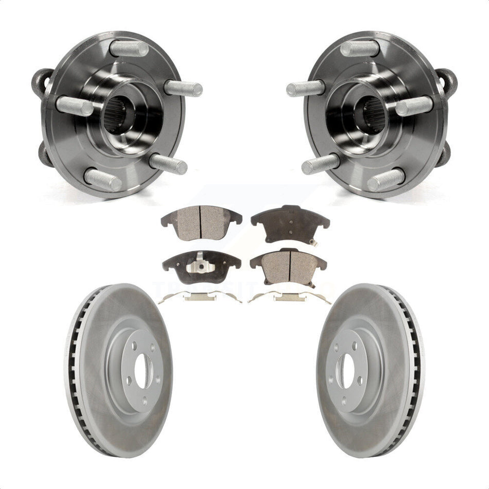 Front Hub Bearing Assembly With Coated Disc Brake Rotors And Ceramic Pads Kit For 2019-2020 Ford Police Responder Hybrid SSV Plug-In KBB-116843