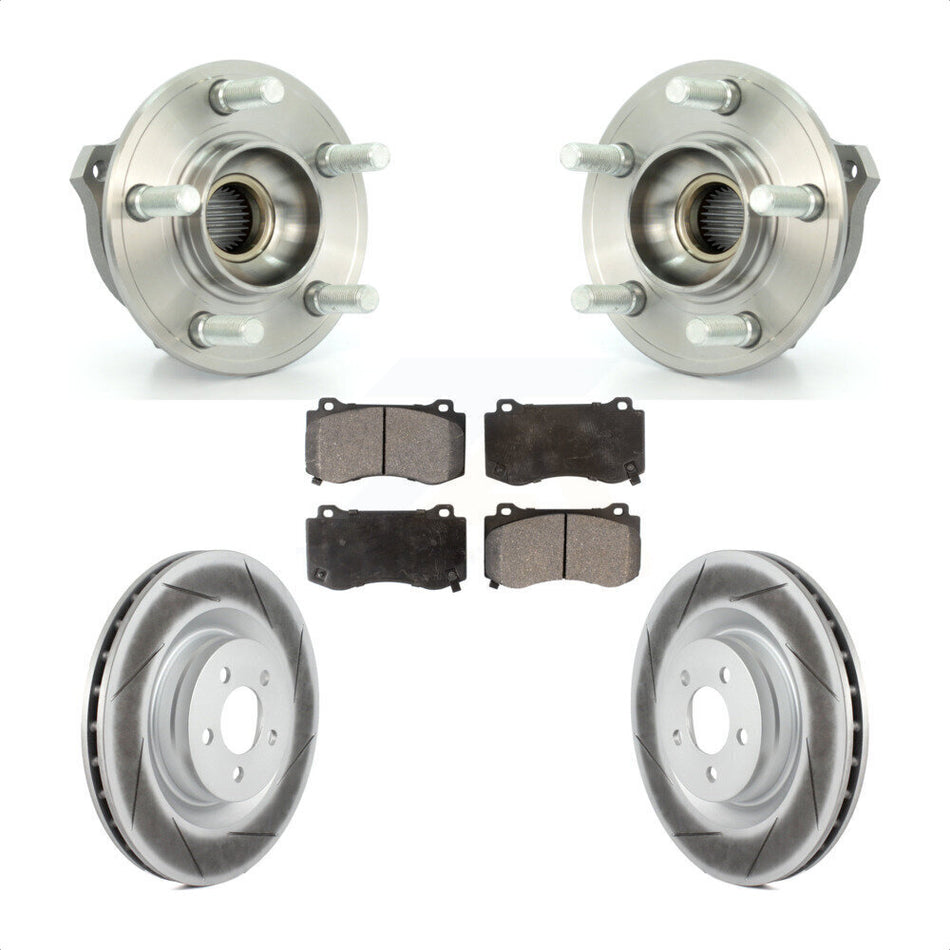 Front Hub Bearing Assembly With Coated Disc Brake Rotors And Ceramic Pads Kit For Dodge Challenger Charger Brembo Brakes GT with AWD KBB-116845