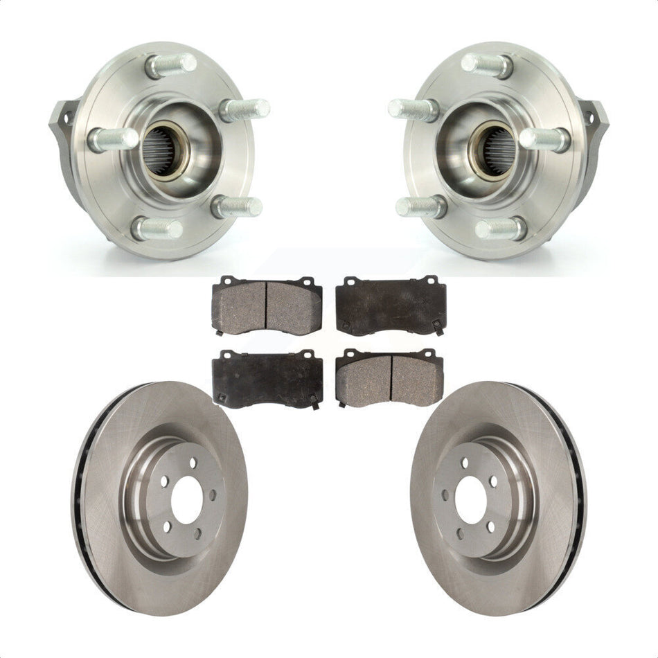Front Hub Bearing Assembly With Disc Brake Rotors And Ceramic Pads Kit For Dodge Challenger Charger Brembo Brakes GT with AWD KBB-116857