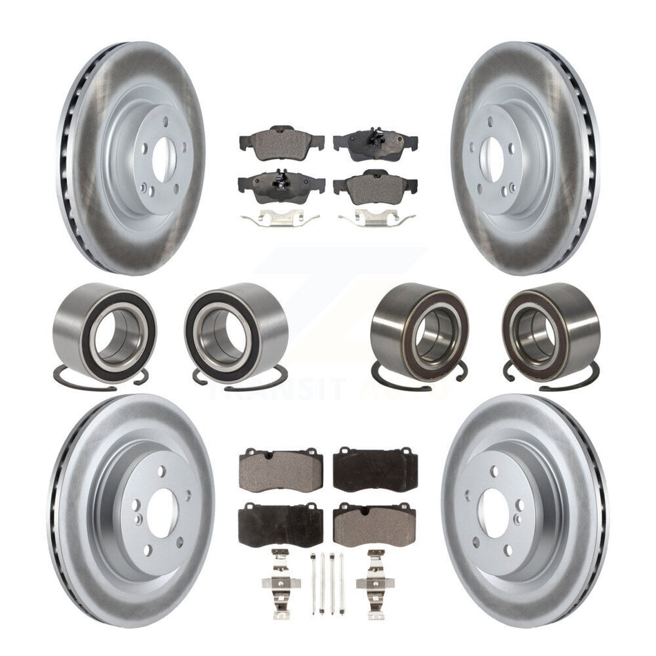 Front Rear Wheel Bearings Coated Disc Brake Rotors And Semi-Metallic Pads Kit (10Pc) For 2012 Mercedes-Benz S350 With Sport Package KBB-116862