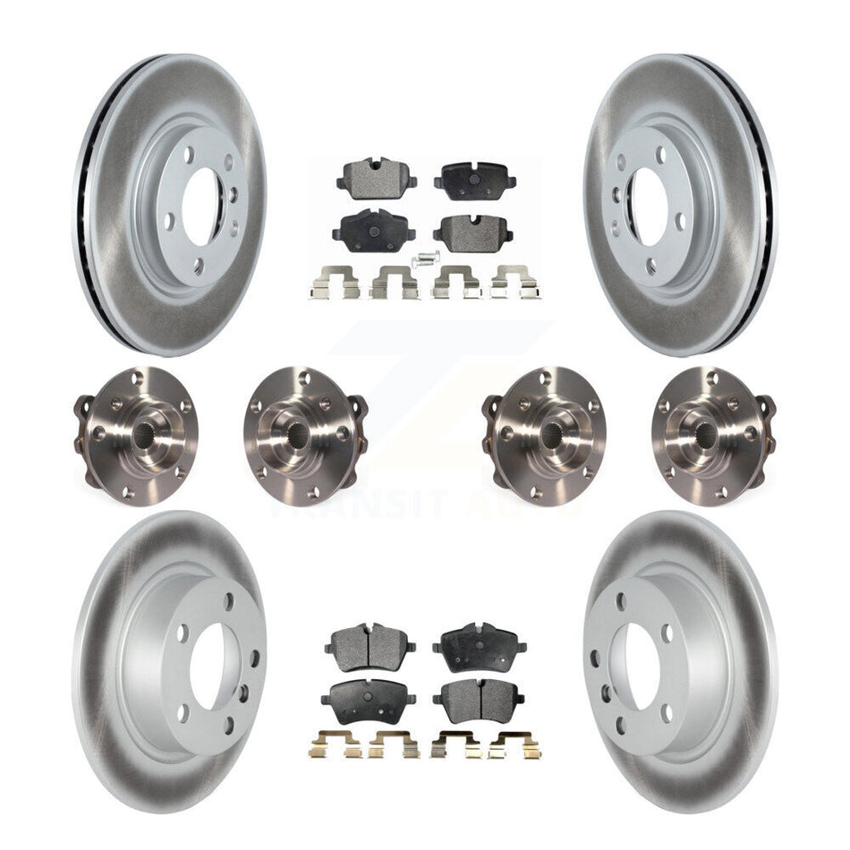 Front Rear Hub Bearings Assembly Coated Disc Brake Rotors And Semi-Metallic Pads Kit (10Pc) For Mini Cooper Countryman Paceman KBB-116888