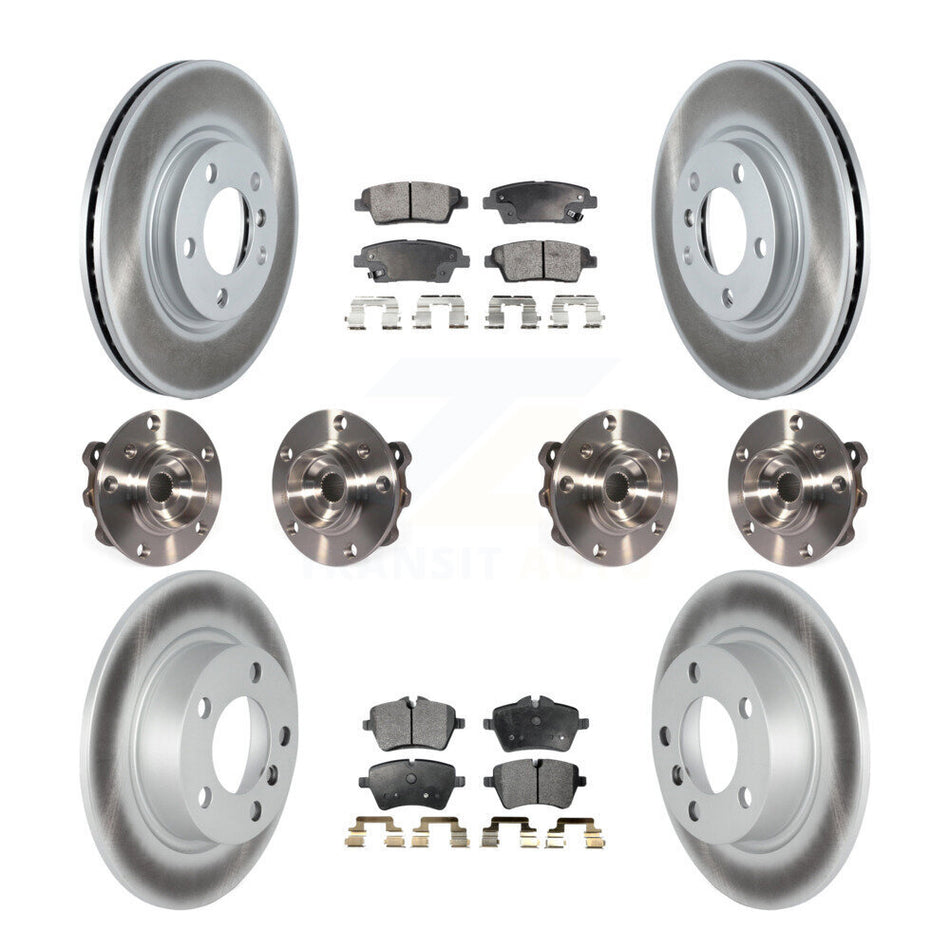 Front Rear Hub Bearings Assembly Coated Disc Brake Rotors And Ceramic Pads Kit (10Pc) For Mini Cooper Countryman Paceman S ALL4 with AWD KBB-116917