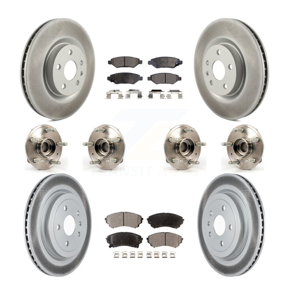 Front Rear Hub Bearings Assembly Coated Disc Brake Rotors And Ceramic Pads Kit (10Pc) For Cadillac CTS With Heavy Duty Brakes KBB-116920