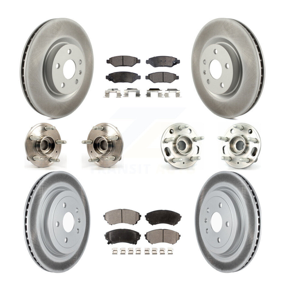 Front Rear Hub Bearings Assembly Coated Disc Brake Rotors And Ceramic Pads Kit (10Pc) For Cadillac CTS With Heavy Duty Brakes KBB-116921