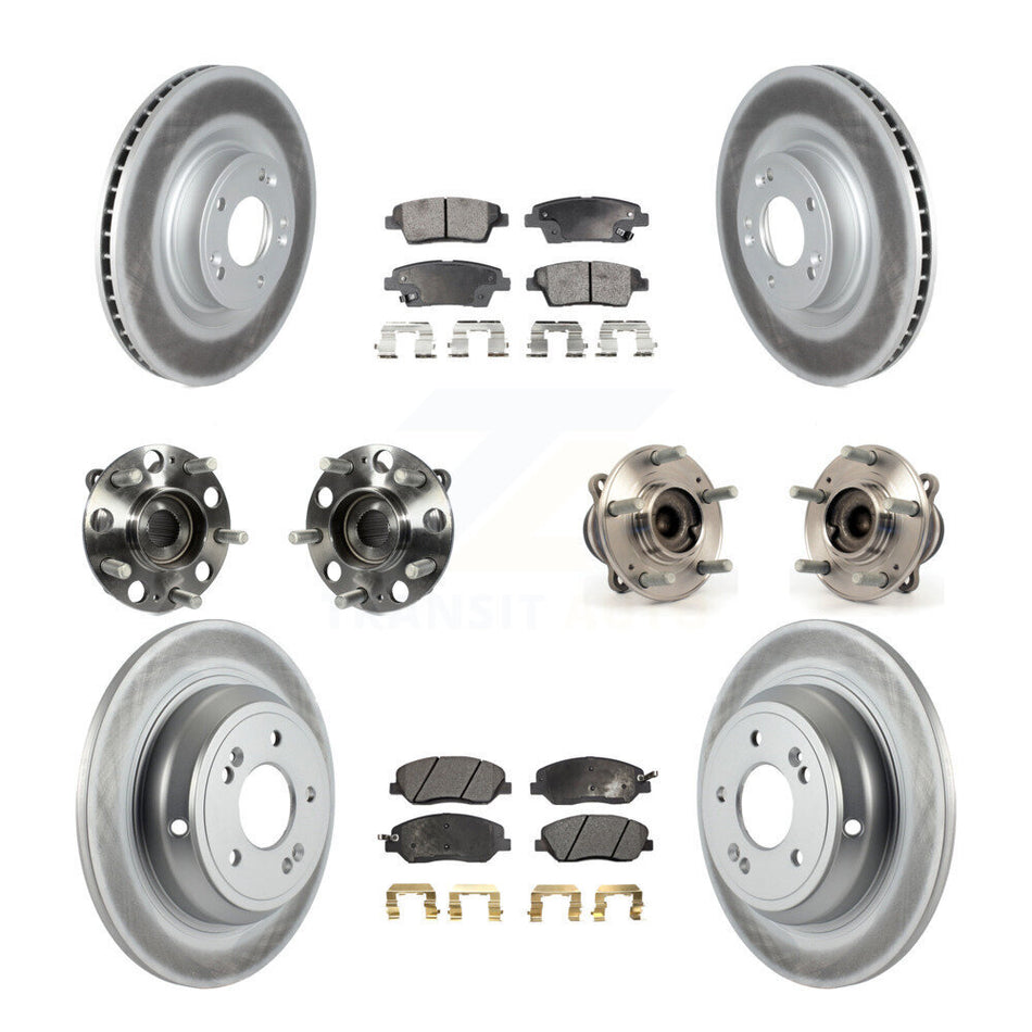 Front Rear Hub Bearings Assembly Coated Disc Brake Rotors And Ceramic Pads Kit (10Pc) For Hyundai Genesis 3.8L KBB-116934