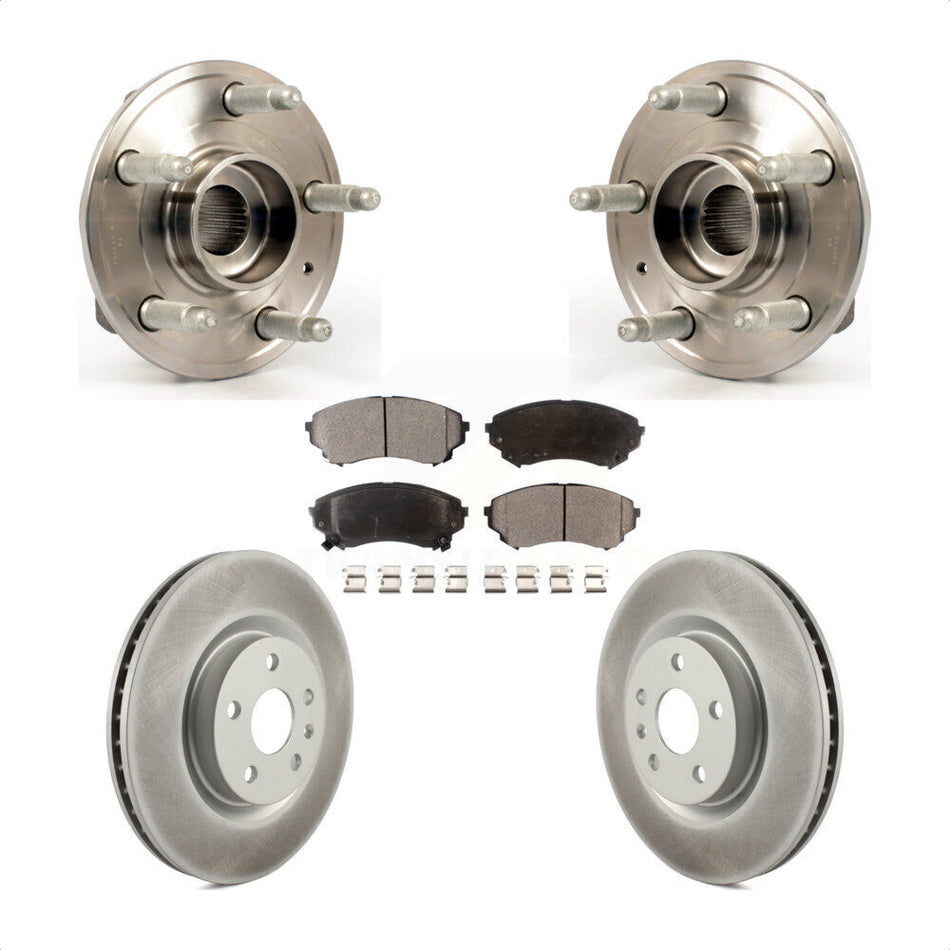 Front Hub Bearing Assembly With Coated Disc Brake Rotors And Ceramic Pads Kit For Cadillac CTS KBB-116938