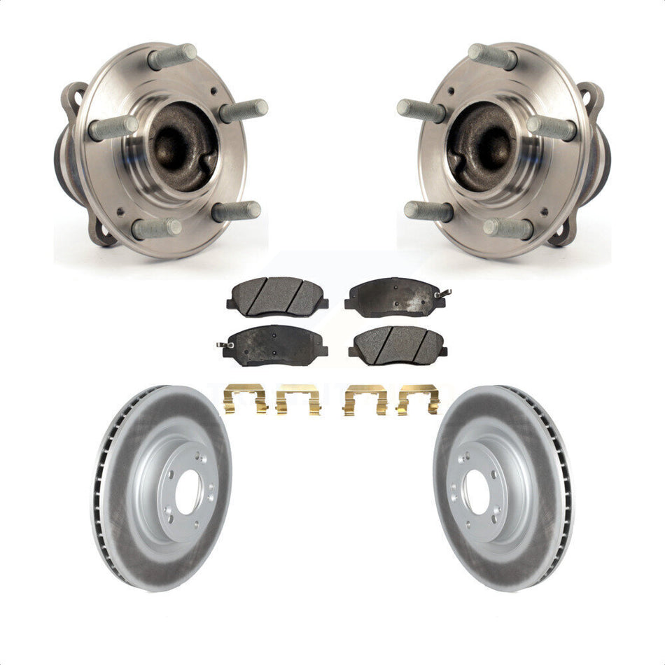 Front Hub Bearing Assembly With Coated Disc Brake Rotors And Ceramic Pads Kit For 2009-2011 Hyundai Genesis 3.8L KBB-116945