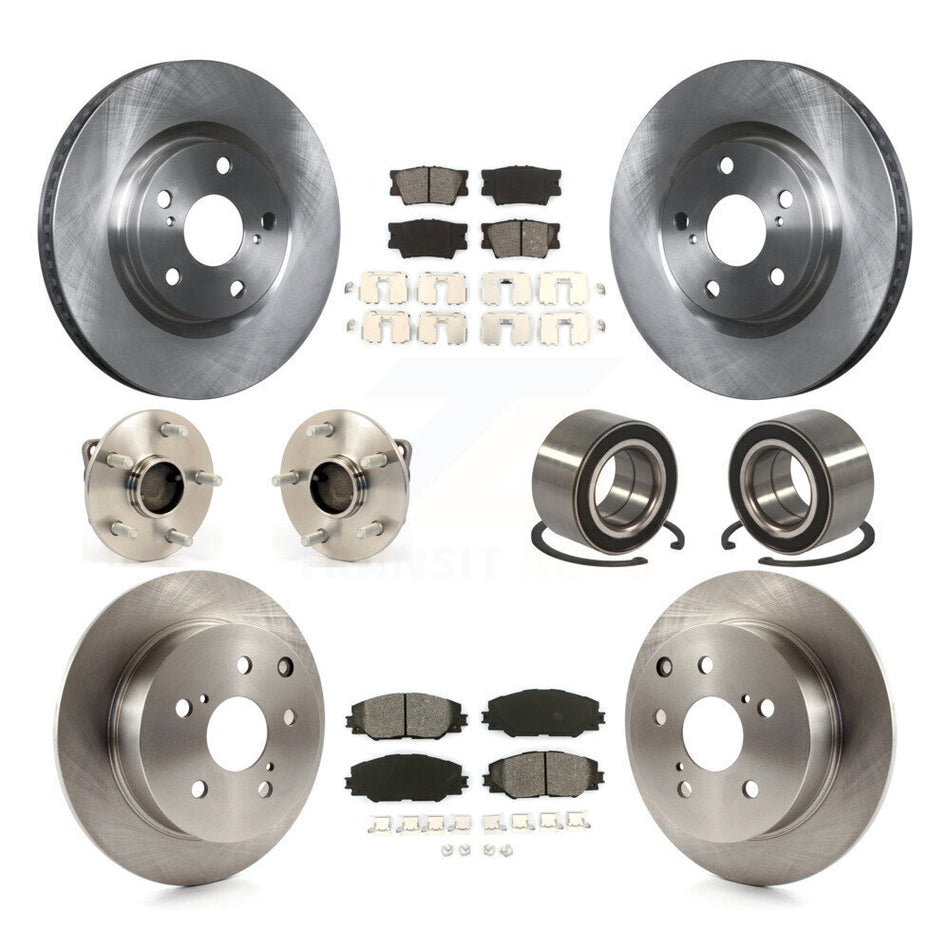 Front Rear Wheel Hub Bearings Assembly Disc Brake Rotors And Semi-Metallic Pads Kit (10Pc) For 2009 Pontiac Vibe GT with FWD 2.4L With Sport Suspension KBB-116985
