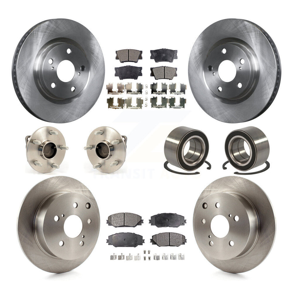 Front Rear Wheel Hub Bearings Assembly Disc Brake Rotors And Ceramic Pads Kit (10Pc) For 2009 Pontiac Vibe GT with FWD 2.4L With Sport Suspension KBB-116986