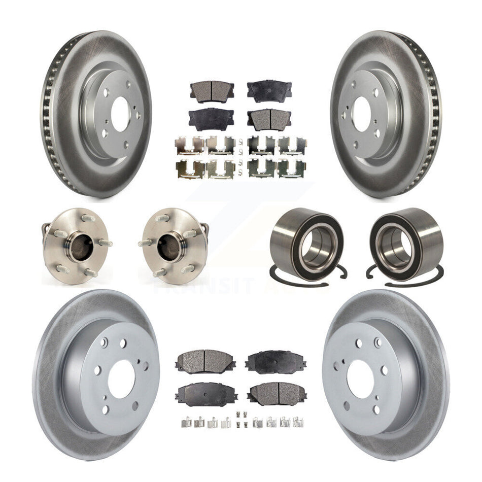 Front Rear Wheel Hub Bearings Assembly Coated Disc Brake Rotors And Semi-Metallic Pads Kit (10Pc) For 2009 Pontiac Vibe GT with FWD 2.4L With Sport Suspension KBB-116987