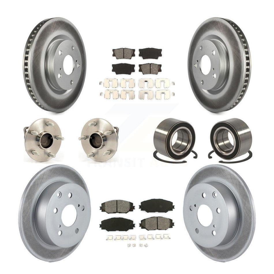Front Rear Wheel Hub Bearings Assembly Coated Disc Brake Rotors And Semi-Metallic Pads Kit (10Pc) For 2009 Pontiac Vibe GT with FWD 2.4L With Sport Suspension KBB-116988