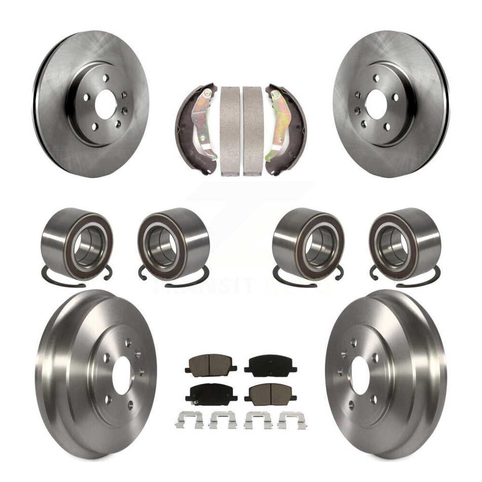 Front Rear Wheel Bearings Disc Brake Rotors And Ceramic Pads Shoes Kit (10Pc) For Chevrolet Trax AWD KBB-117043