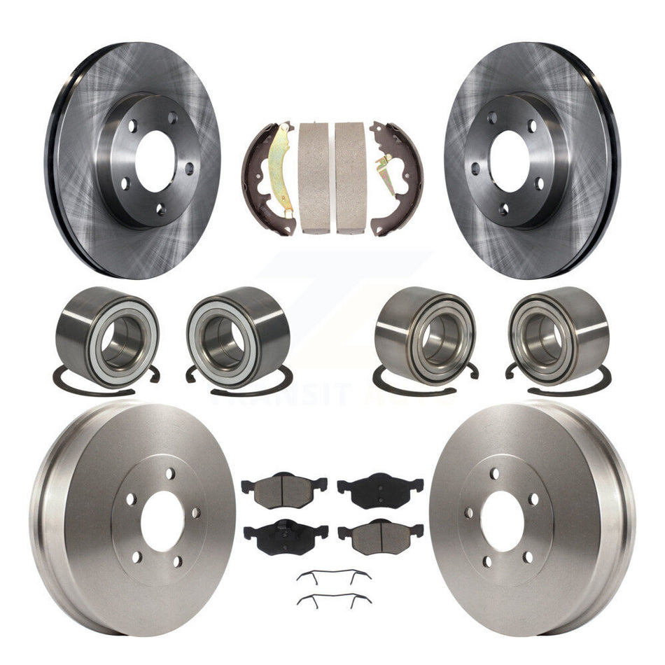 Front Rear Wheel Bearings Disc Brake Rotors And Ceramic Pads Shoes Kit (10Pc) For 2007-2007 Ford Escape Mercury Mariner From 01/08/07 Drum rear brakes KBB-117047