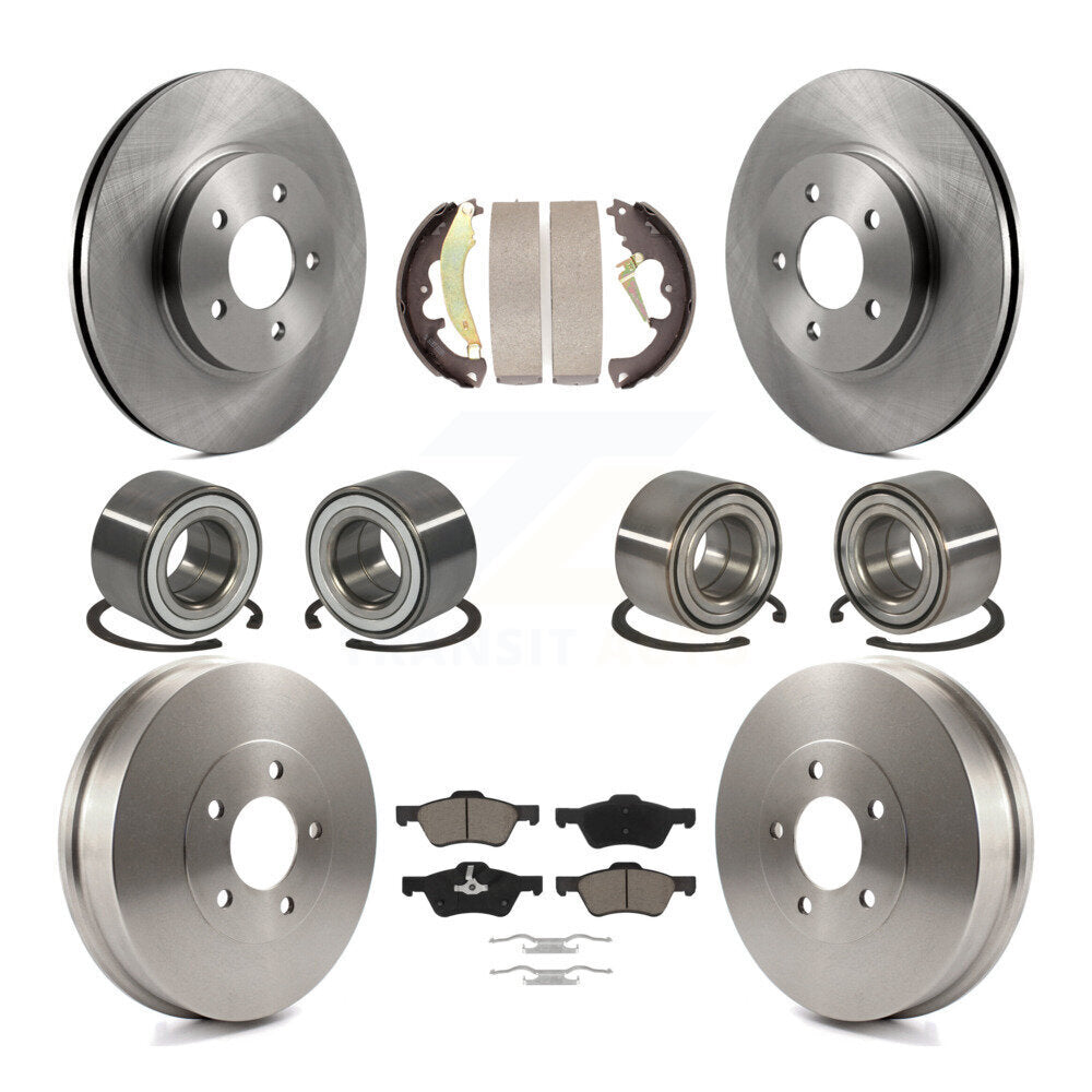 Front Rear Bearing Disc Brake Rotor & Pad Shoe Kit (10Pc) For Ford Escape Mercury Mariner KBB-117050