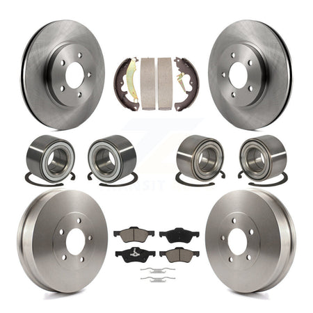 Front Rear Bearing Disc Brake Rotor & Pad Shoe Kit (10Pc) For Ford Escape Mercury Mariner KBB-117050