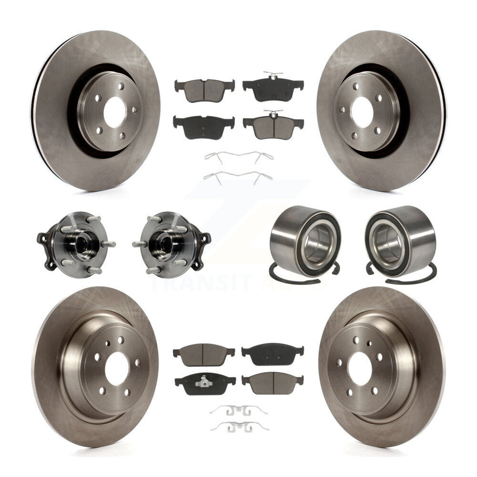 Front Rear Wheel Hub Bearings Assembly Disc Brake Rotors And Ceramic Pads Kit (10Pc) For Lincoln MKC KBB-117053