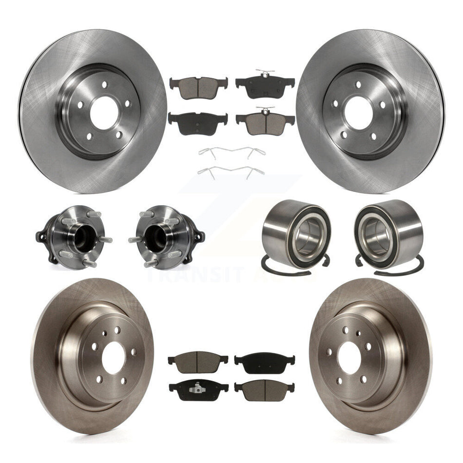 Front Rear Wheel Hub Bearings Assembly Disc Brake Rotors And Ceramic Pads Kit (10Pc) For Ford Escape Lincoln MKC KBB-117054