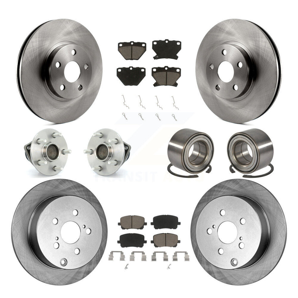 Front Rear Wheel Hub Bearings Assembly Disc Brake Rotors And Ceramic Pads Kit (10Pc) For Toyota Corolla Matrix Pontiac Vibe KBB-117063