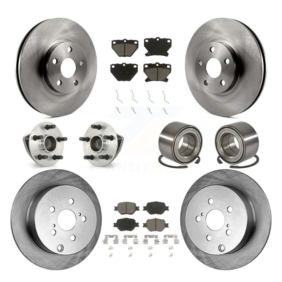 Front Rear Wheel Hub Bearings Assembly Disc Brake Rotors And Ceramic Pads Kit (10Pc) For Toyota Celica KBB-117065