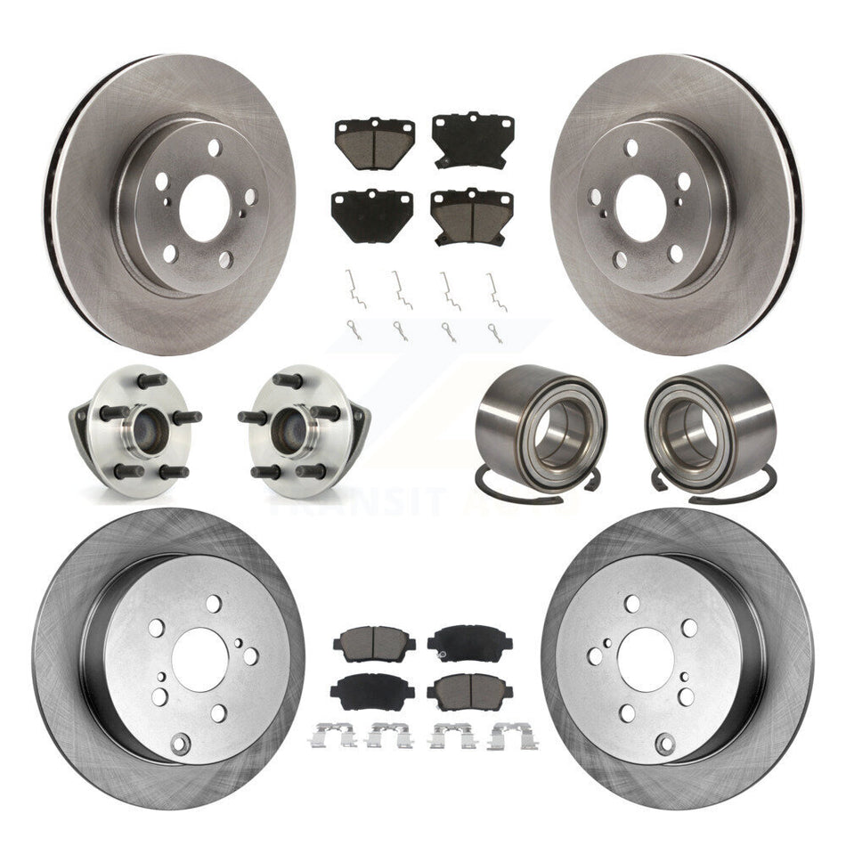 Front Rear Wheel Hub Bearings Assembly Disc Brake Rotors And Ceramic Pads Kit (10Pc) For 2000 Toyota Celica GT with Non-ABS KBB-117069
