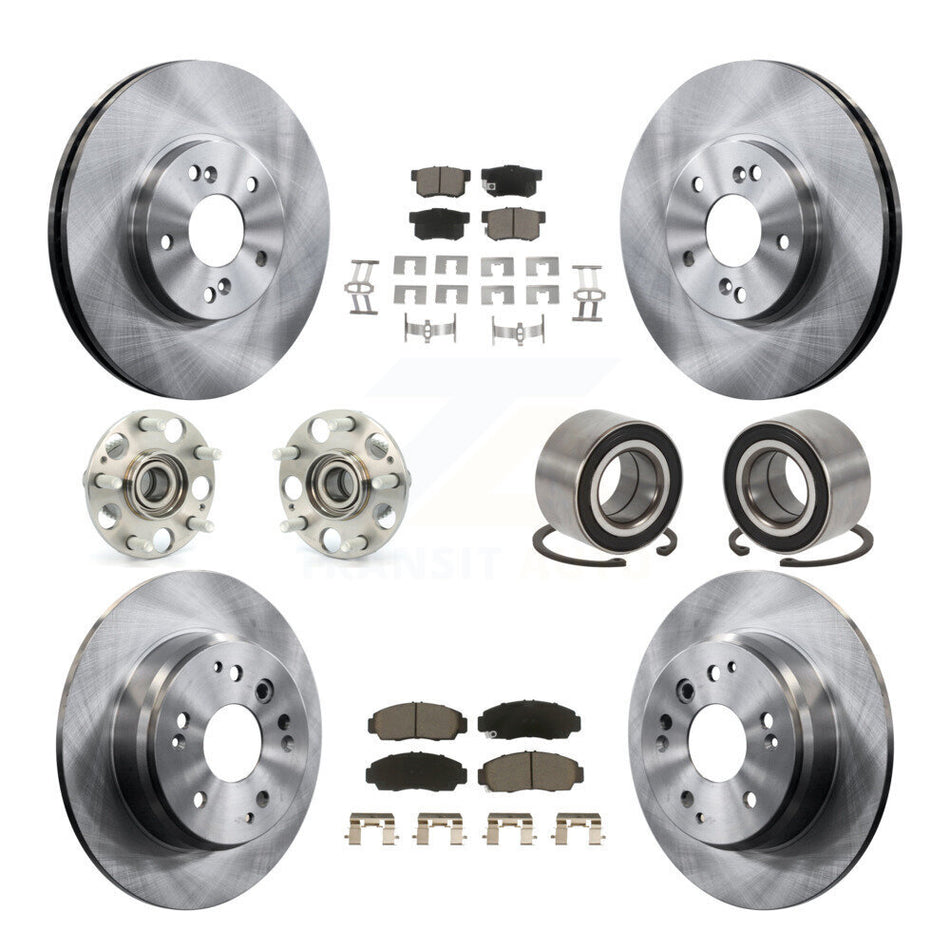 Front Rear Wheel Hub Bearings Assembly Disc Brake Rotors And Ceramic Pads Kit (10Pc) For Acura TL KBB-117071