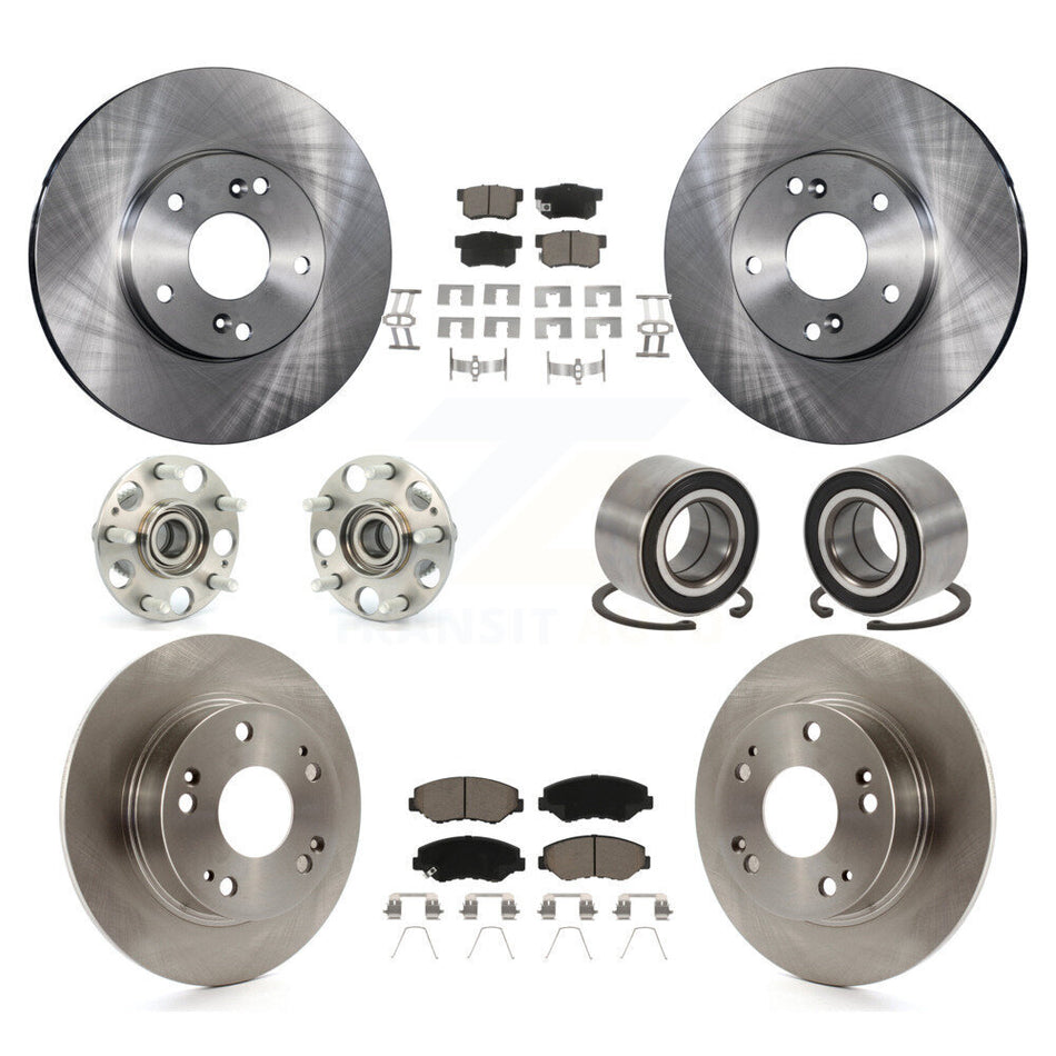 Front Rear Wheel Hub Bearings Assembly Disc Brake Rotors And Ceramic Pads Kit (10Pc) For Honda Accord Excluding Vehicles Built Canadian Market KBB-117072