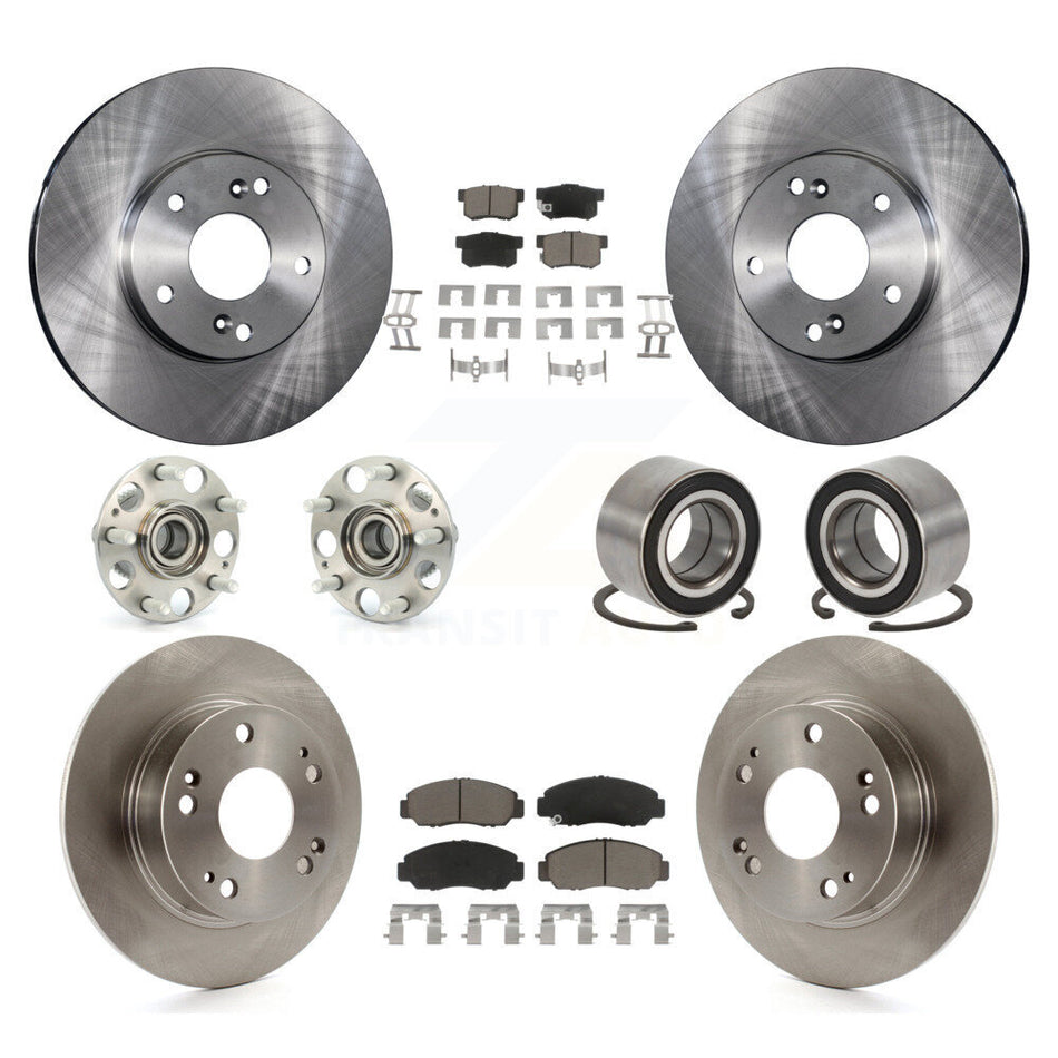 Front Rear Wheel Hub Bearings Assembly Disc Brake Rotors And Ceramic Pads Kit (10Pc) For Honda Accord KBB-117074