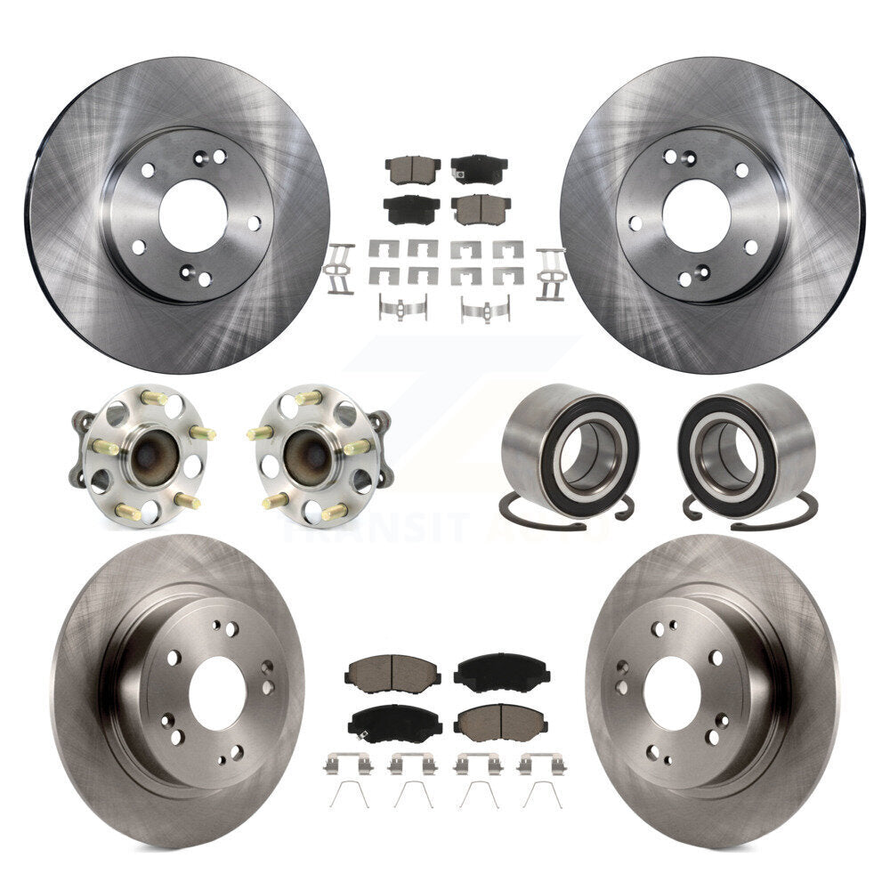 Front Rear Wheel Hub Bearing Disc Brake Rotor And Ceramic Pad Kit (10Pc) For Honda Accord KBB-117076