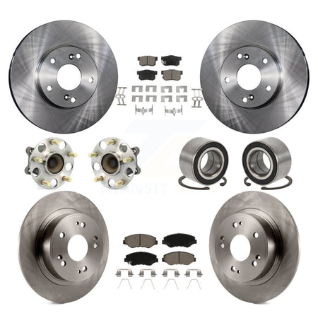 Front Rear Wheel Hub Bearing Disc Brake Rotor And Ceramic Pad Kit (10Pc) For Honda Accord KBB-117076