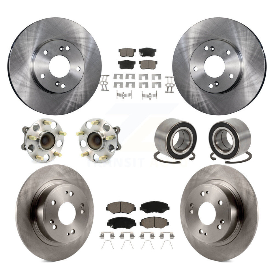 Front Rear Wheel Hub Bearing Disc Brake Rotor And Ceramic Pad Kit (10Pc) For Honda Accord KBB-117076